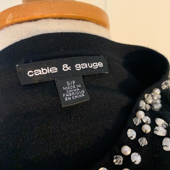 Cable & Gauge Rhinestone Black Cardigan - Picture 4 of 6